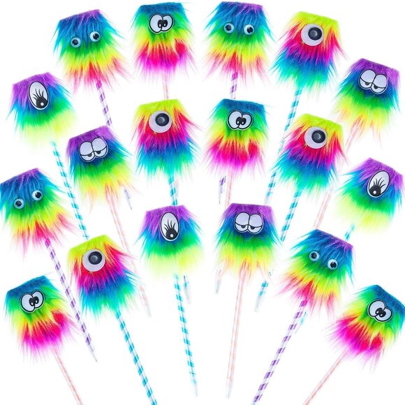 20 Pcs Fun Pens for Kids Cute Novelty Fluffy Fuzzy Pens Rainbow Writing Tools Ba - Picture 1 of 6